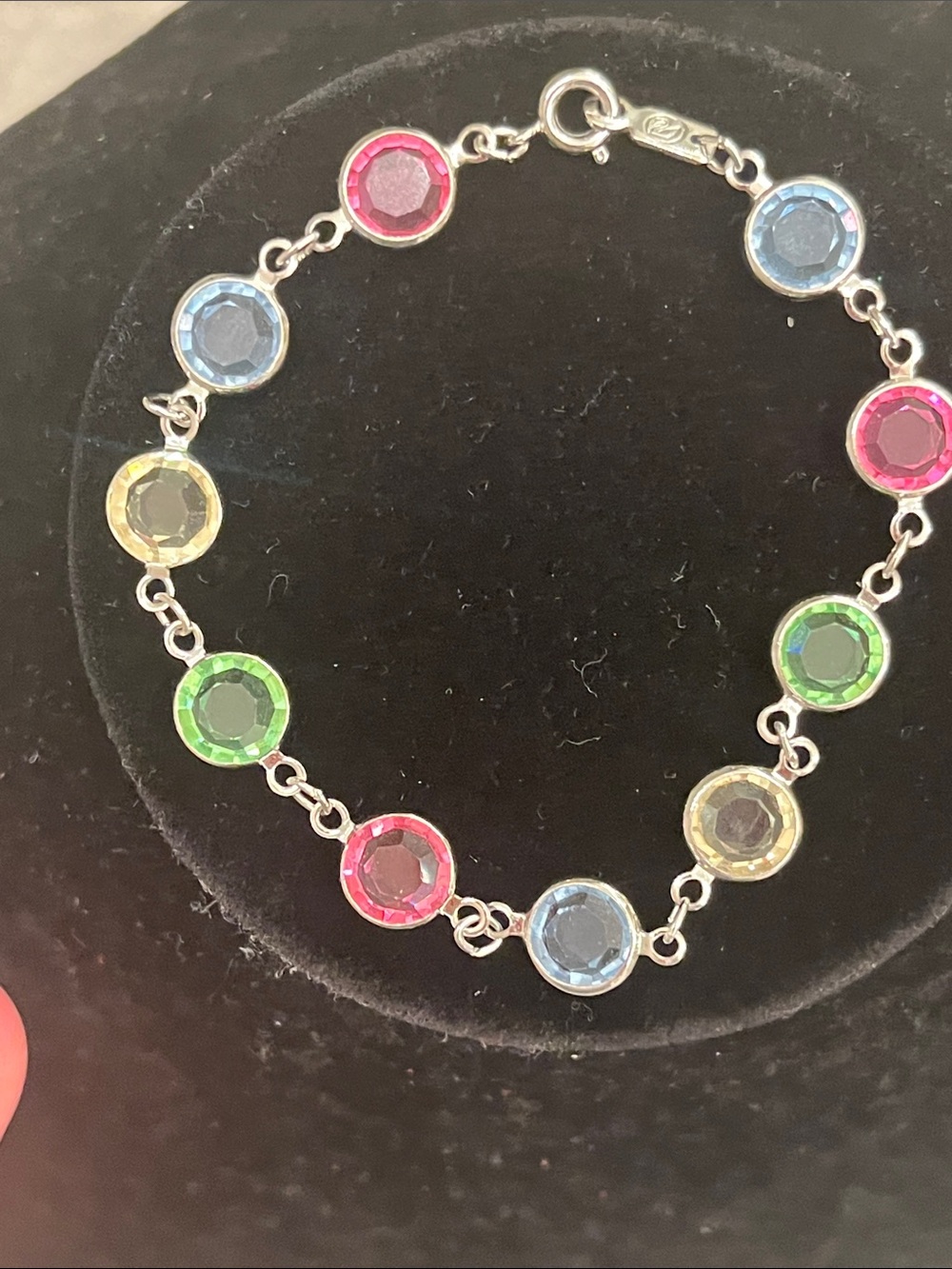 Multicolor Swarovski Crystal Link Bracelet - Women's Silver Tone